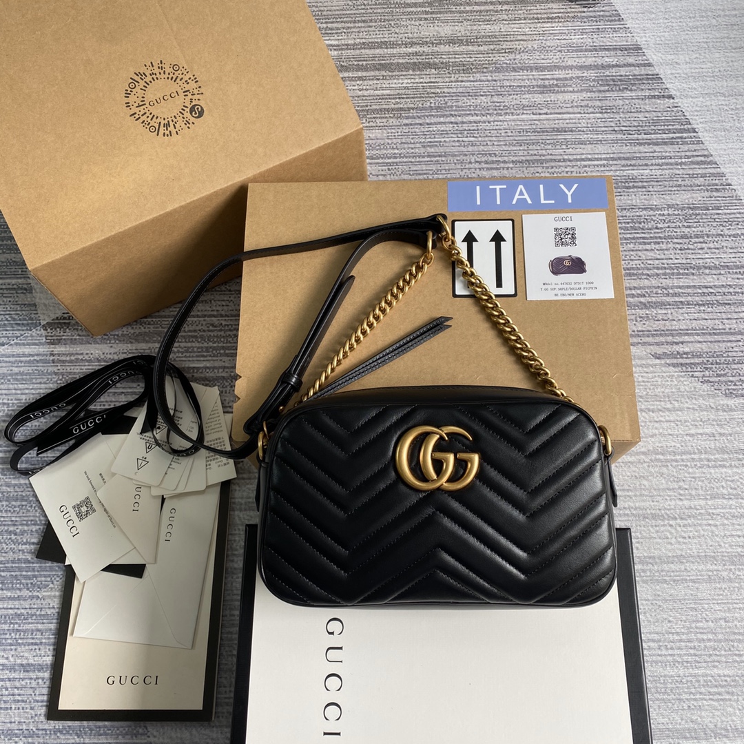 Gucci GG Marmont Small Matelasse Shoulder Bag 447632 Black